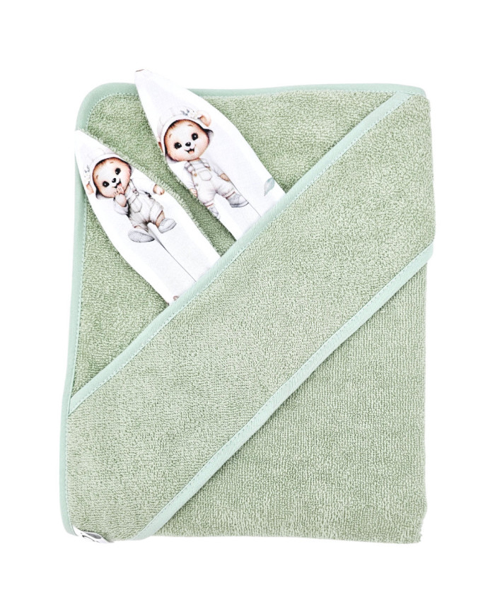 Cotton bath robe GARDENER BEAR/MINT