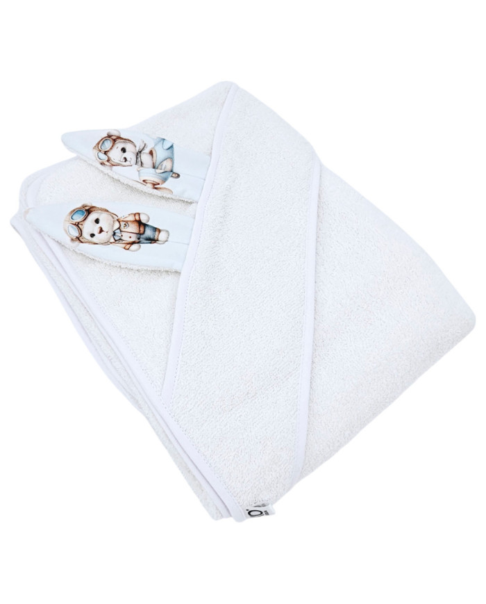 Peignoir en coton PILOT BEAR/WHITE