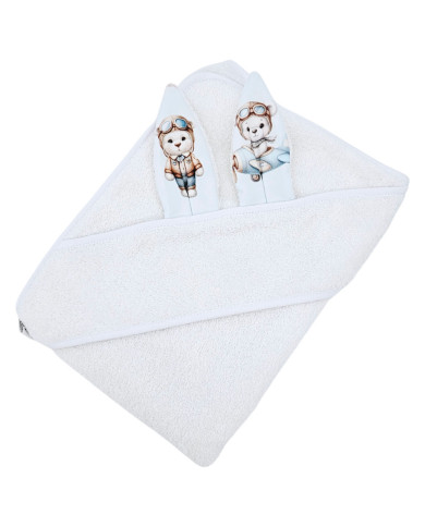 Peignoir en coton PILOT BEAR/WHITE Peignoir en coton PILOT BEAR/WHITE