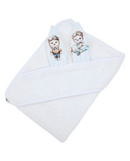Bademantel aus Baumwolle PILOT BEAR/WHITE