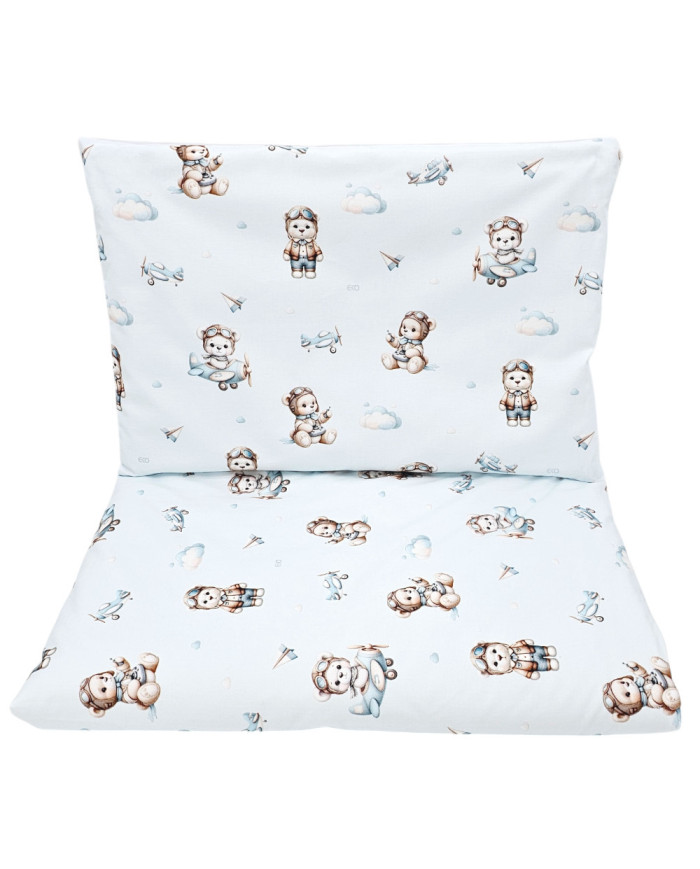 Literie en coton imprimé - 2 pièces 120x90 cm PILOT BEAR Literie en coton imprimé - 2 pièces 120x90 cm PILOT BEAR