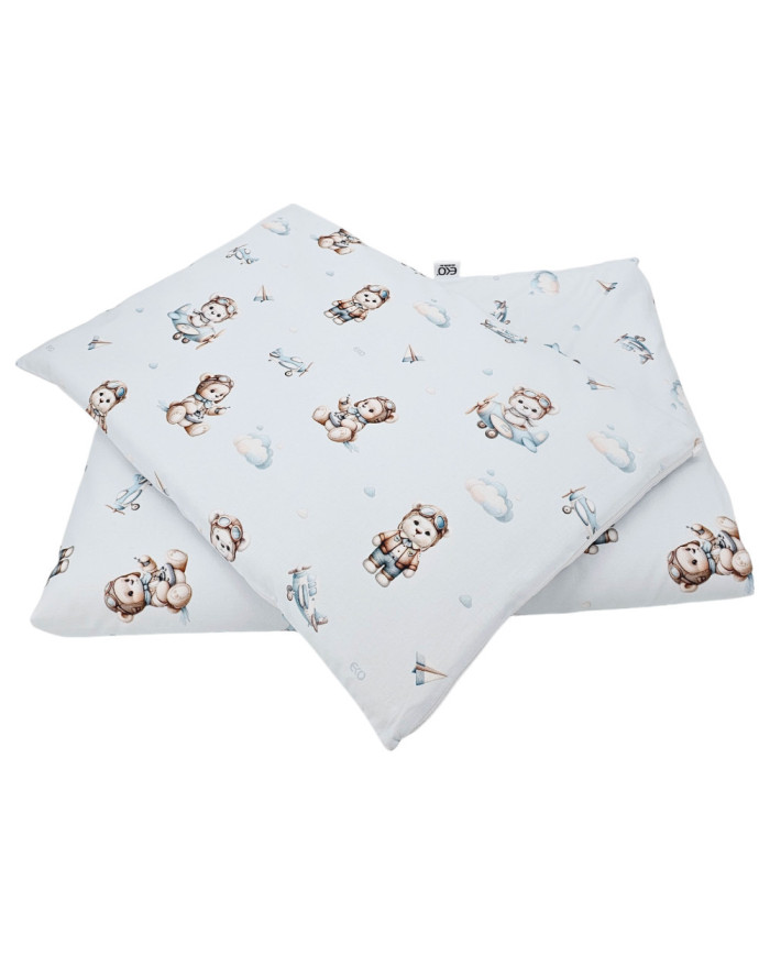 Literie en coton imprimé - 2 pièces 120x90 cm PILOT BEAR Literie en coton imprimé - 2 pièces 120x90 cm PILOT BEAR