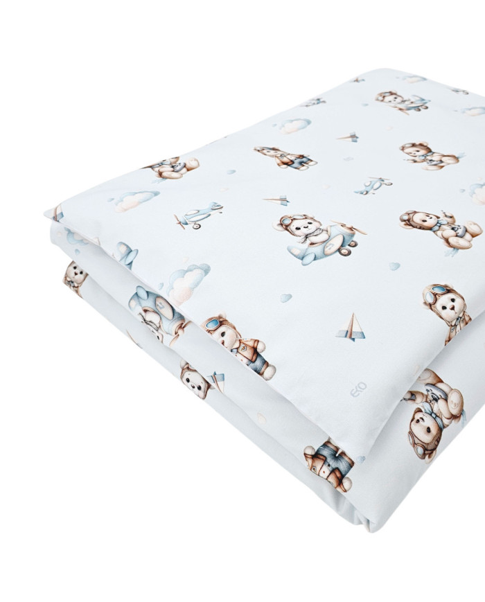Literie en coton imprimé - 2 pièces 120x90 cm PILOT BEAR Literie en coton imprimé - 2 pièces 120x90 cm PILOT BEAR
