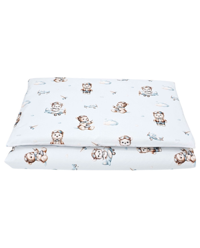 Literie en coton imprimé - 2 pièces 120x90 cm PILOT BEAR Literie en coton imprimé - 2 pièces 120x90 cm PILOT BEAR