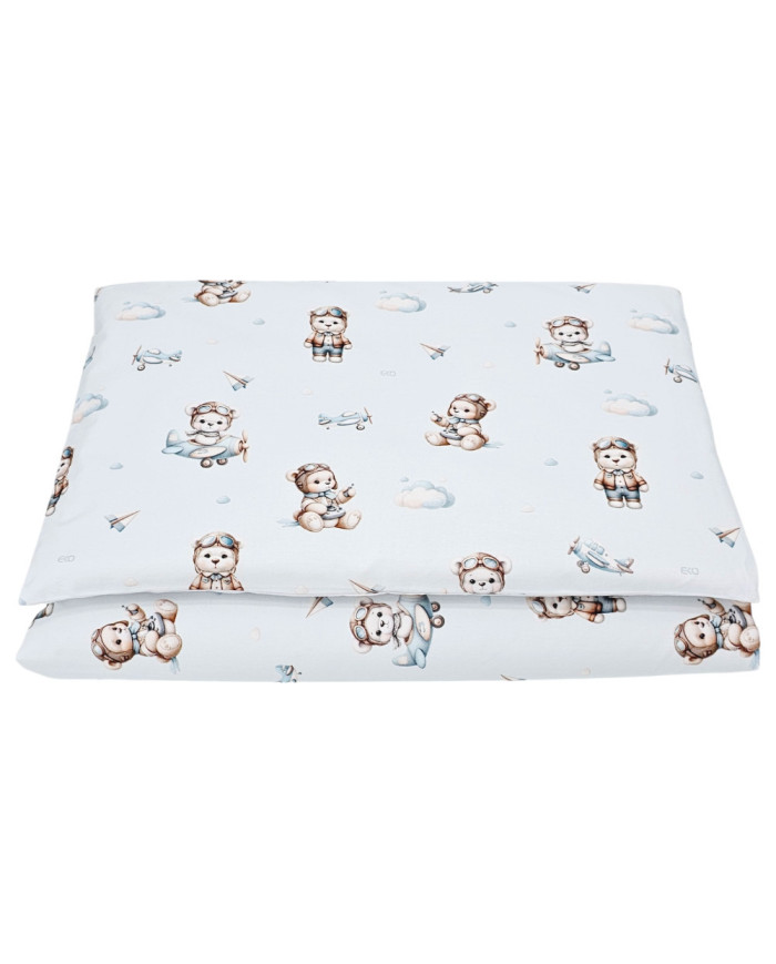 Literie en coton imprimé - 2 pièces 120x90 cm PILOT BEAR Literie en coton imprimé - 2 pièces 120x90 cm PILOT BEAR