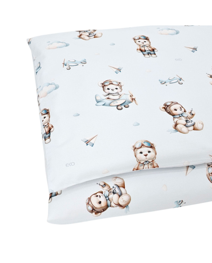Literie en coton imprimé - 2 pièces 120x90 cm PILOT BEAR Literie en coton imprimé - 2 pièces 120x90 cm PILOT BEAR