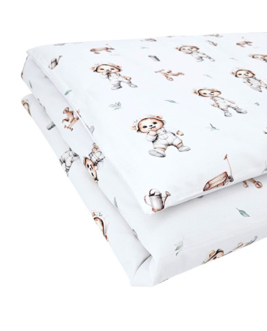 Printed cotton bedding - 2-piece 135x100 cm GARDENER BEAR Printed cotton bedding - 2-piece 135x100 cm GARDENER BEAR