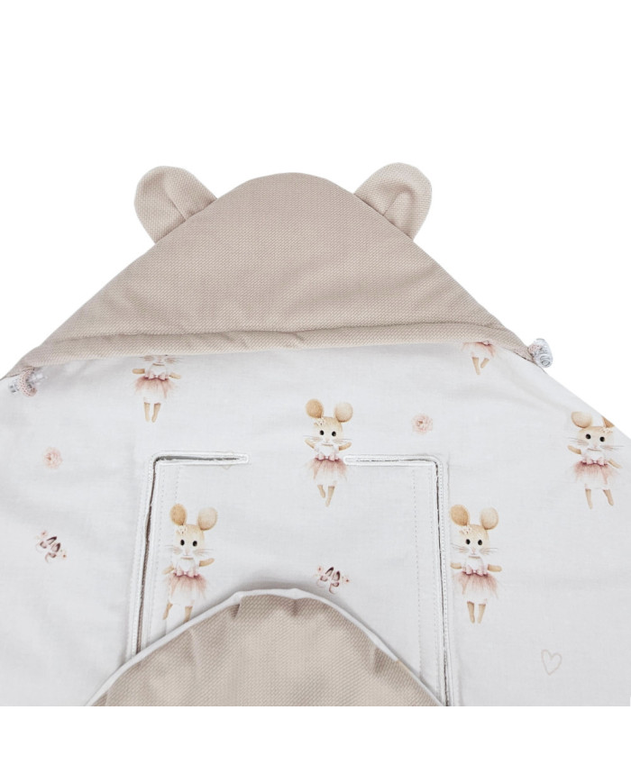 Schlafsack für den Kindersitz VELVET 3- und 5-Punkt-Gurte BALLERINA MOUSE Schlafsack für den Kindersitz VELVET 3- und 5-Punkt-Gurte BALLERINA MOUSE
