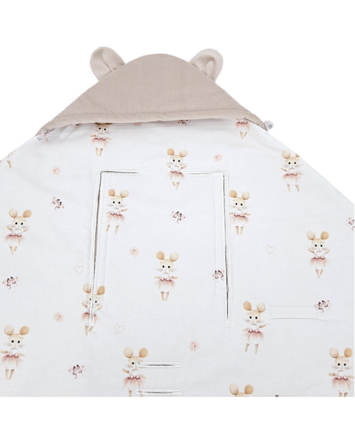 Schlafsack für den Kindersitz VELVET 3- und 5-Punkt-Gurte BALLERINA MOUSE Schlafsack für den Kindersitz VELVET 3- und 5-Punkt-Gurte BALLERINA MOUSE