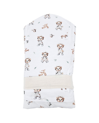Printed Cotton+Muslin Swaddle Blanket with Coconut GARDENER BEAR Printed Cotton+Muslin Swaddle Blanket with Coconut GARDENER BEAR