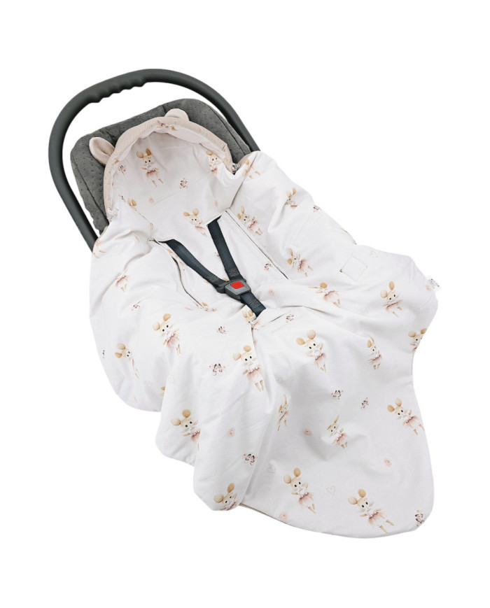 Baby Car Seat Sleeping Bag VELVET 3 and 5-point belts BALLERINA MOUSE Baby Car Seat Sleeping Bag VELVET 3 and 5-point belts BALLERINA MOUSE