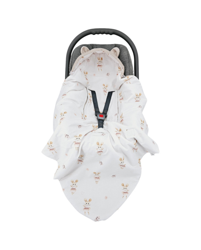 Baby Car Seat Sleeping Bag VELVET 3 and 5-point belts BALLERINA MOUSE Baby Car Seat Sleeping Bag VELVET 3 and 5-point belts BALLERINA MOUSE