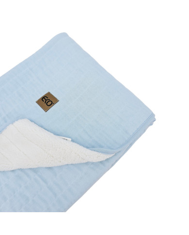 Fur Quilted Muslin Blanket BLUE Fur Quilted Muslin Blanket BLUE