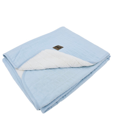 Fur Quilted Muslin Blanket BLUE Fur Quilted Muslin Blanket BLUE