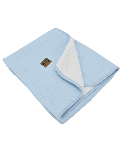 Fur Quilted Muslin Blanket BLUE Fur Quilted Muslin Blanket BLUE