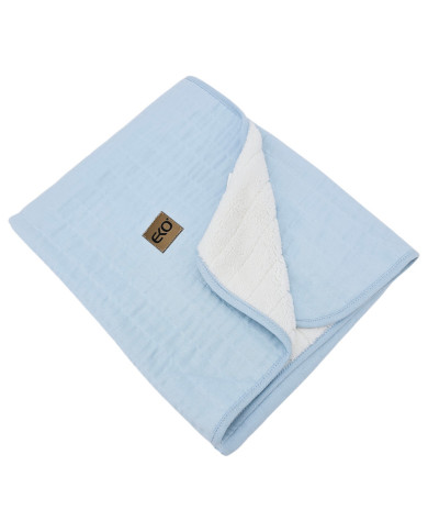 Fur Quilted Muslin Blanket BLUE Fur Quilted Muslin Blanket BLUE