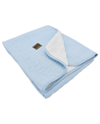 Fur Quilted Muslin Blanket BLUE Fur Quilted Muslin Blanket BLUE