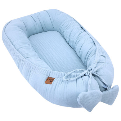 Babynest aus Musselin BLUE