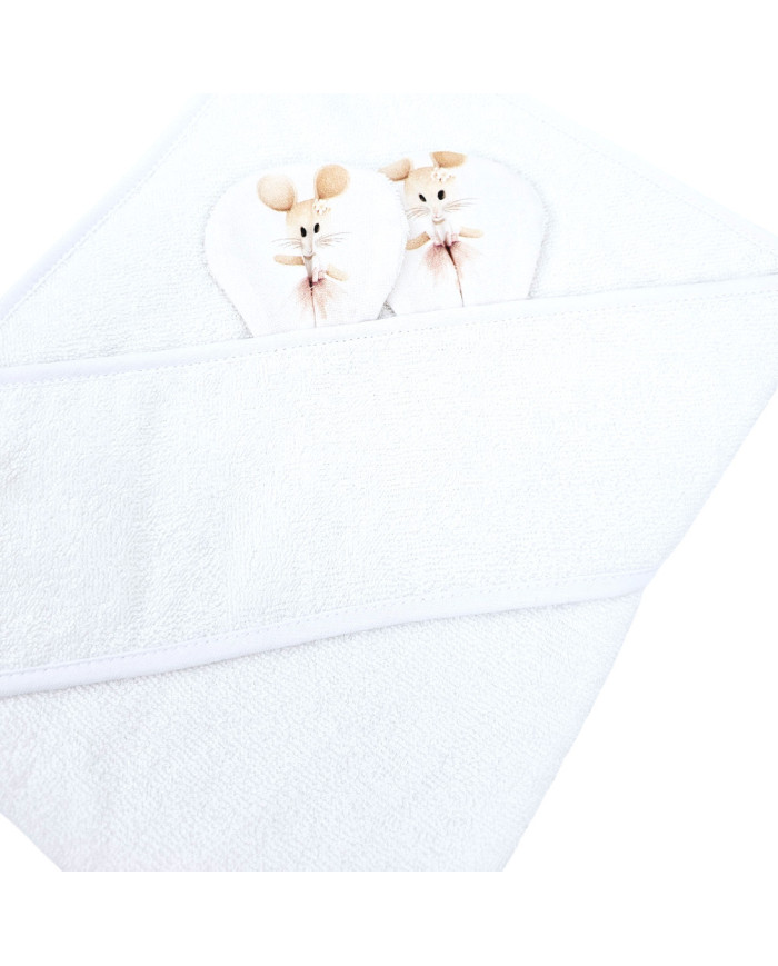 Serviette de bain en bambou BALLERINA MOUSE/WHITE