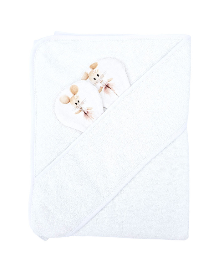 Badetuch aus Bambus BALLERINA MOUSE/WHITE Badetuch aus Bambus BALLERINA MOUSE/WHITE