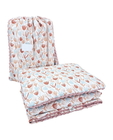 Ensemble de literie pour enfants d'âge préscolaire 100 x 135 cm avec sac BEIGE FLOWERS Ensemble de literie pour enfants d'âge préscolaire 100 x 135 cm avec sac BEIGE FLOWERS