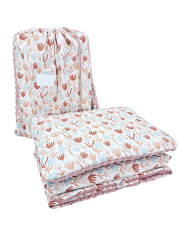 Ensemble de literie pour enfants d'âge préscolaire 100 x 135 cm avec sac BEIGE FLOWERS Ensemble de literie pour enfants d'âge préscolaire 100 x 135 cm avec sac BEIGE FLOWERS