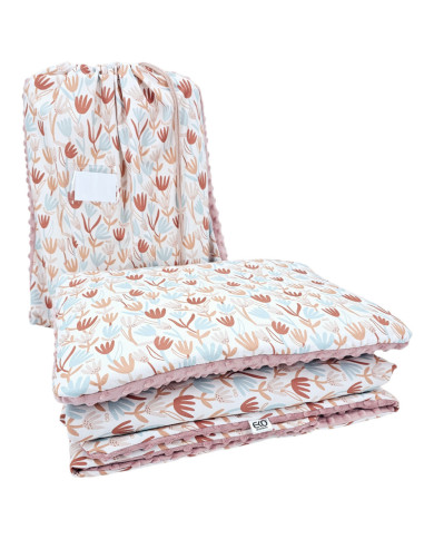 Ensemble de literie pour enfants d'âge préscolaire 100 x 135 cm avec sac BEIGE FLOWERS Ensemble de literie pour enfants d'âge préscolaire 100 x 135 cm avec sac BEIGE FLOWERS