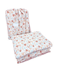 Ensemble de literie pour enfants d'âge préscolaire 100 x 135 cm avec sac BEIGE FLOWERS Ensemble de literie pour enfants d'âge préscolaire 100 x 135 cm avec sac BEIGE FLOWERS