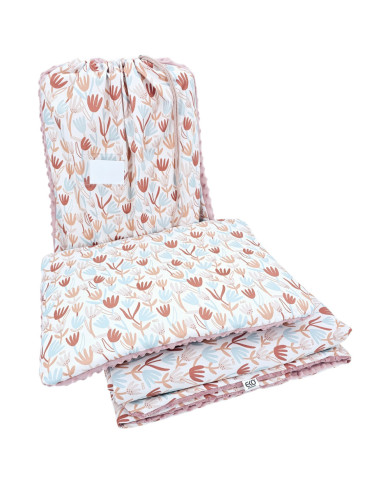 Ensemble de literie pour enfants d'âge préscolaire 100 x 135 cm avec sac BEIGE FLOWERS Ensemble de literie pour enfants d'âge préscolaire 100 x 135 cm avec sac BEIGE FLOWERS