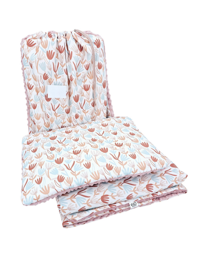 Ensemble de literie pour enfants d'âge préscolaire 100 x 135 cm avec sac BEIGE FLOWERS Ensemble de literie pour enfants d'âge préscolaire 100 x 135 cm avec sac BEIGE FLOWERS
