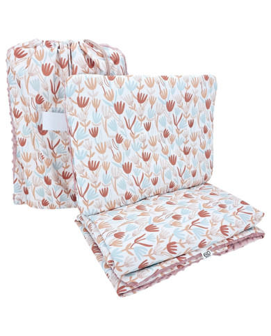 Ensemble de literie pour enfants d'âge préscolaire 100 x 135 cm avec sac BEIGE FLOWERS Ensemble de literie pour enfants d'âge préscolaire 100 x 135 cm avec sac BEIGE FLOWERS