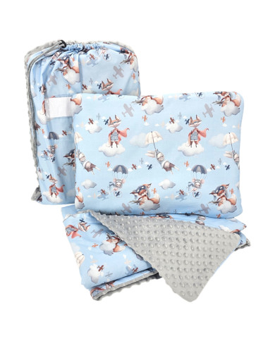Ensemble de literie pour enfants d'âge préscolaire 100 x 135 cm avec sac AVIATOR Ensemble de literie pour enfants d'âge préscolaire 100 x 135 cm avec sac AVIATOR
