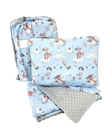 Ensemble de literie pour enfants d'âge préscolaire 100 x 135 cm avec sac AVIATOR Ensemble de literie pour enfants d'âge préscolaire 100 x 135 cm avec sac AVIATOR
