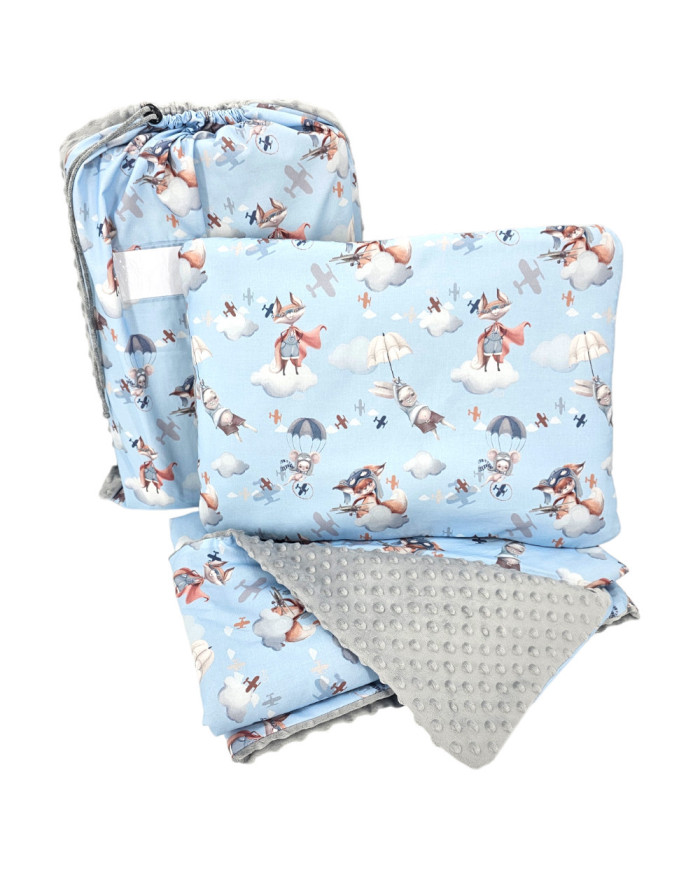 Ensemble de literie pour enfants d'âge préscolaire 100 x 135 cm avec sac AVIATOR Ensemble de literie pour enfants d'âge préscolaire 100 x 135 cm avec sac AVIATOR