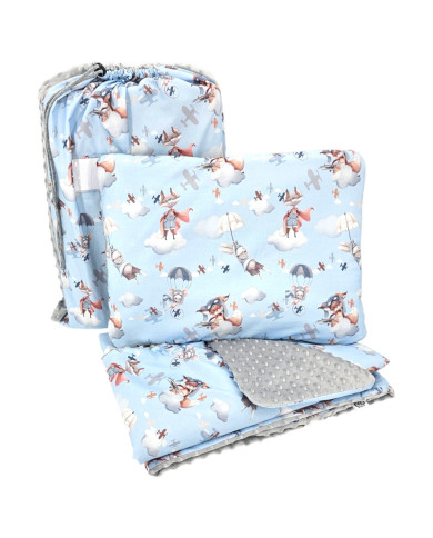 Ensemble de literie pour enfants d'âge préscolaire 100 x 135 cm avec sac AVIATOR Ensemble de literie pour enfants d'âge préscolaire 100 x 135 cm avec sac AVIATOR