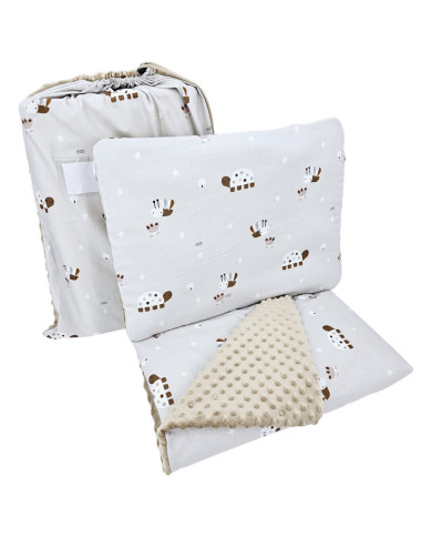 Posteljina za predškolce s bež cvijećem 100 x 135 cm s vrećicom za posteljinu BEES