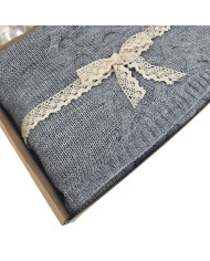 Pleteno Vunena deka 150x200 cm – AREZZO POPIEL