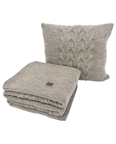Koc dzianinowy z wełną 150x200 cm – AREZZO TAUPE Koc dzianinowy z wełną 150x200 cm – AREZZO TAUPE