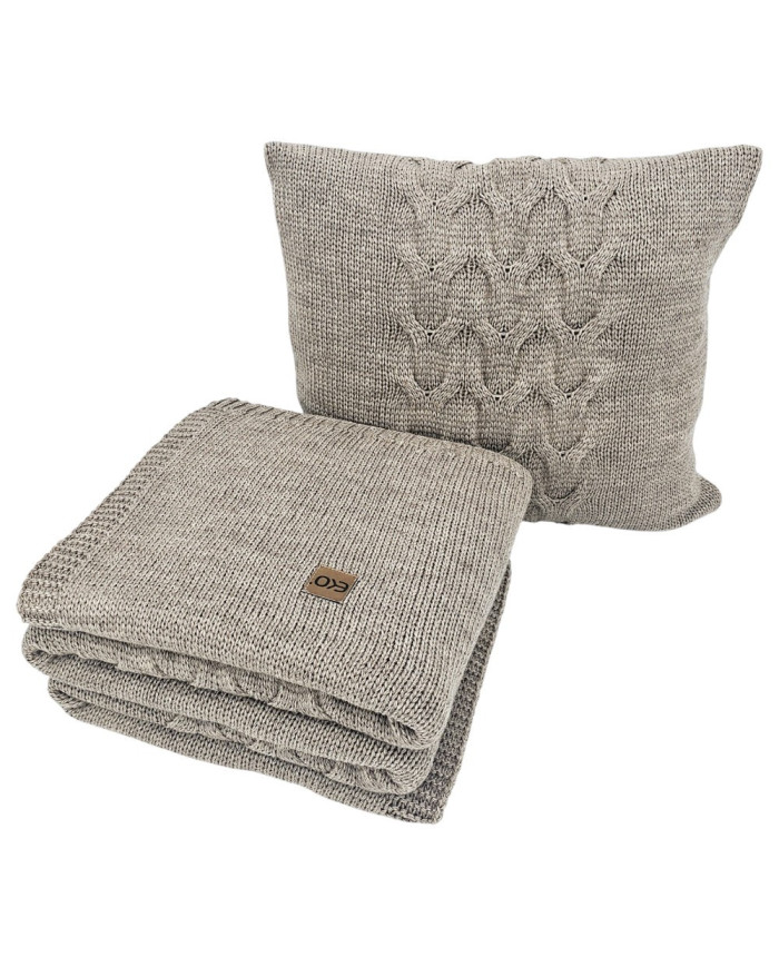 Tricoté  La couverture en laine 150x200 cm - AREZZO TAUPE