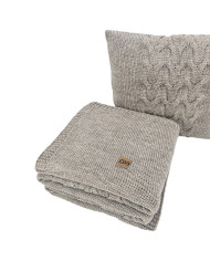 Koc dzianinowy z wełną 150x200 cm – AREZZO TAUPE