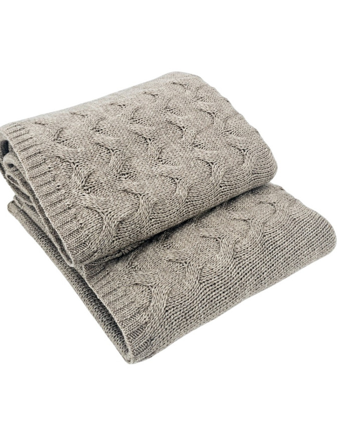 Pleteno Vunena deka 150x200 cm – AREZZO TAUPE
