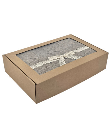 Koc dzianinowy z wełną 150x200 cm – AREZZO TAUPE Koc dzianinowy z wełną 150x200 cm – AREZZO TAUPE