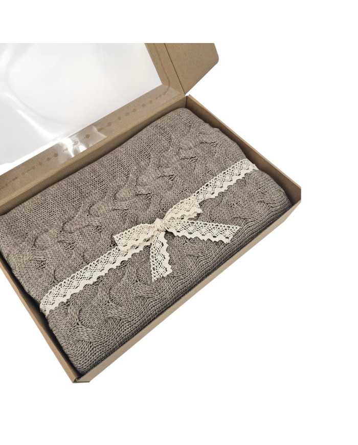 Pleteno Vunena deka 150x200 cm – AREZZO TAUPE