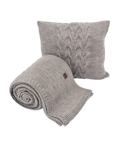 Koc dzianinowy z wełną 150x200 cm – AREZZO TAUPE Koc dzianinowy z wełną 150x200 cm – AREZZO TAUPE