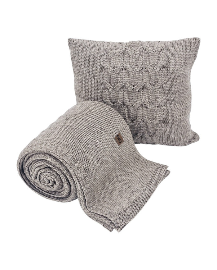 Knitted Wool blanket 150x200 cm - AREZZO TAUPE