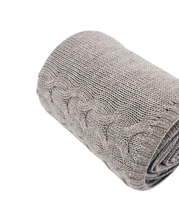 Koc dzianinowy z wełną 150x200 cm – AREZZO TAUPE