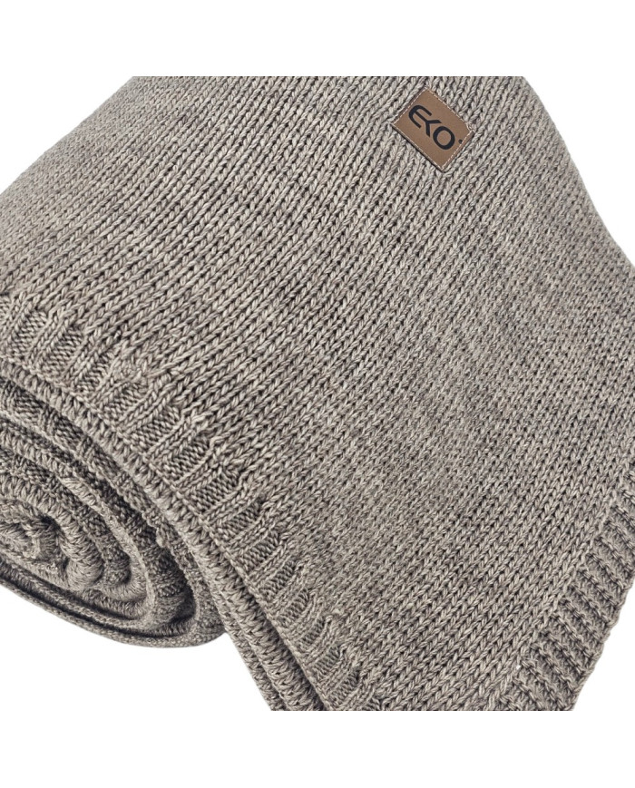 Koc dzianinowy z wełną 150x200 cm – AREZZO TAUPE