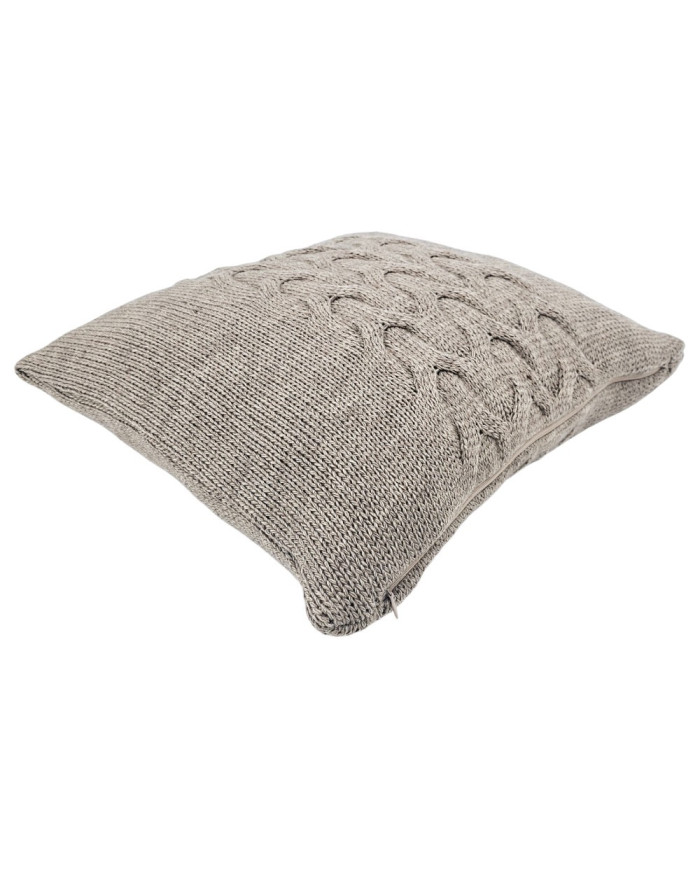 Gestrickt Wollkissenbezug 45x45 cm - AREZZO TAUPE