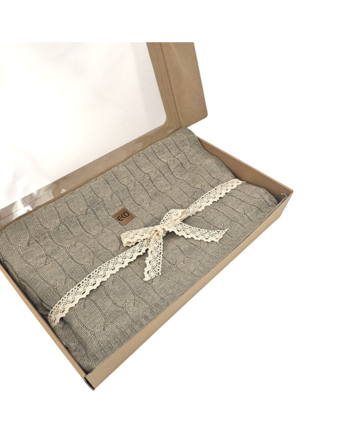 Koc dzianinowy 150x200 cm – VERONA TAUPE