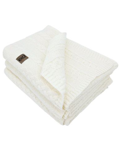 VENEZIA ECRU Knitted Cotton Blanket 150x200cm